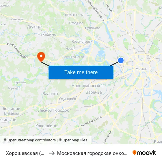 Хорошевская (Khoroshevskaya) to Московская городская онкологическая больница № 62 map