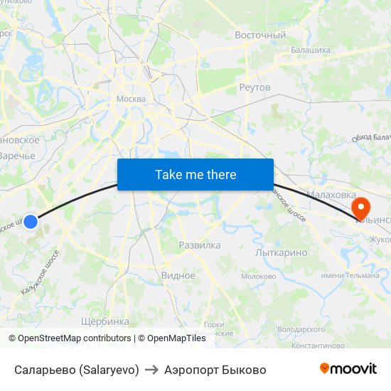 Саларьево (Salaryevo) to Аэропорт Быково map
