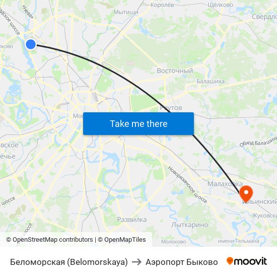 Беломорская (Belomorskaya) to Аэропорт Быково map