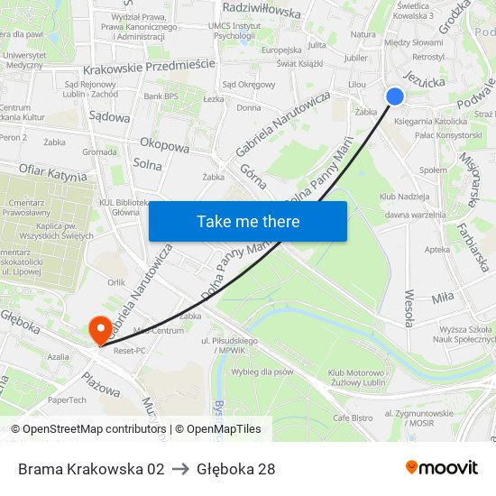 Brama Krakowska 02 to Głęboka 28 map
