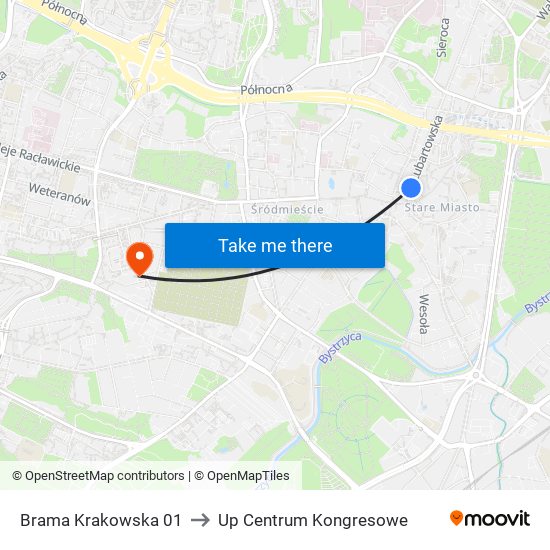 Brama Krakowska 01 to Up Centrum Kongresowe map
