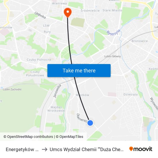 Energetyków 02 to Umcs Wydział Chemii ""Duża Chemia"" map