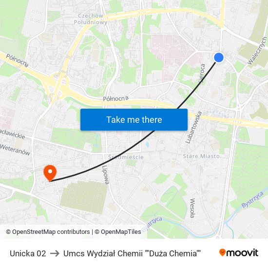 Unicka 02 to Umcs Wydział Chemii ""Duża Chemia"" map