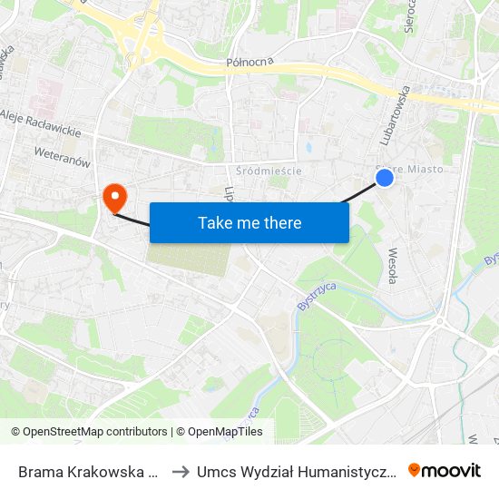 Brama Krakowska 02 to Umcs Wydział Humanistyczny map