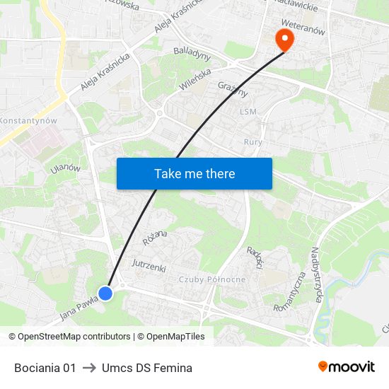 Bociania 01 to Umcs DS Femina map