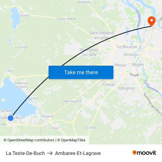 La Teste-De-Buch to Ambares-Et-Lagrave map