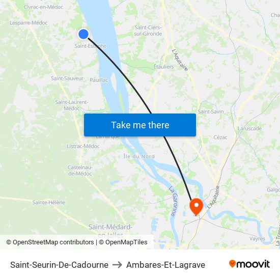 Saint-Seurin-De-Cadourne to Ambares-Et-Lagrave map