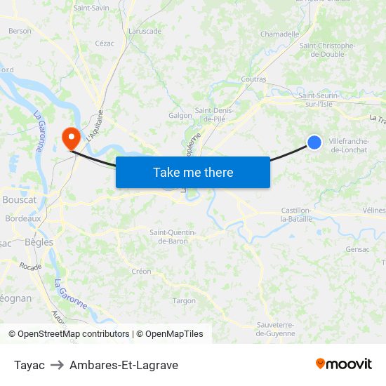 Tayac to Ambares-Et-Lagrave map