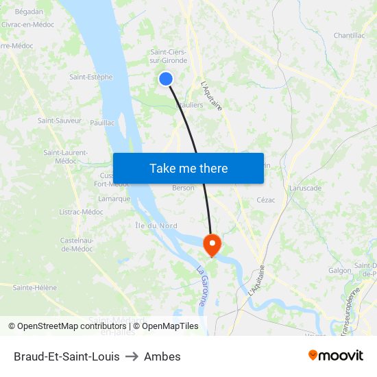 Braud-Et-Saint-Louis to Ambes map