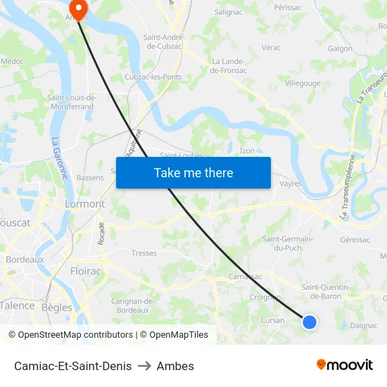 Camiac-Et-Saint-Denis to Ambes map