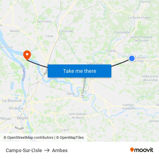 Camps-Sur-L'Isle to Ambes map