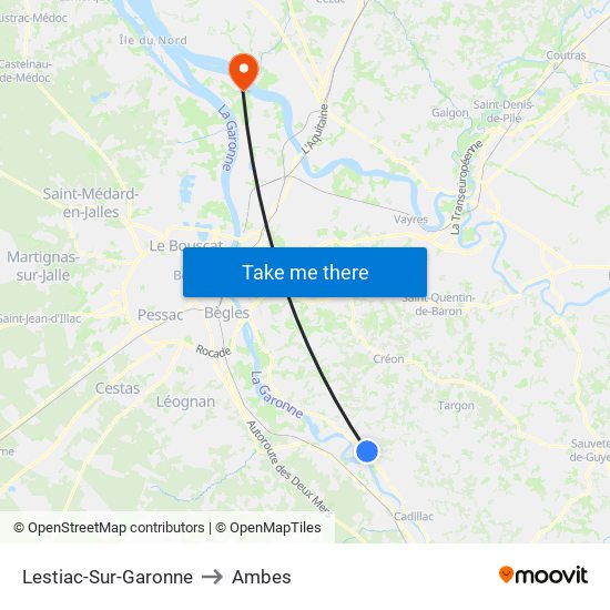 Lestiac-Sur-Garonne to Ambes map