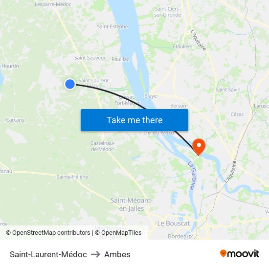 Saint-Laurent-Médoc to Ambes map