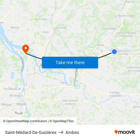 Saint-Médard-De-Guizières to Ambes map