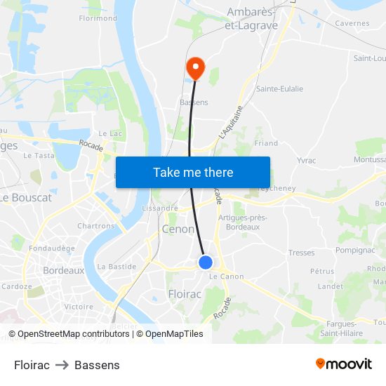 Floirac to Bassens map