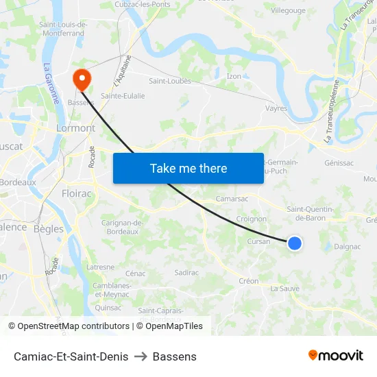 Camiac-Et-Saint-Denis to Bassens map