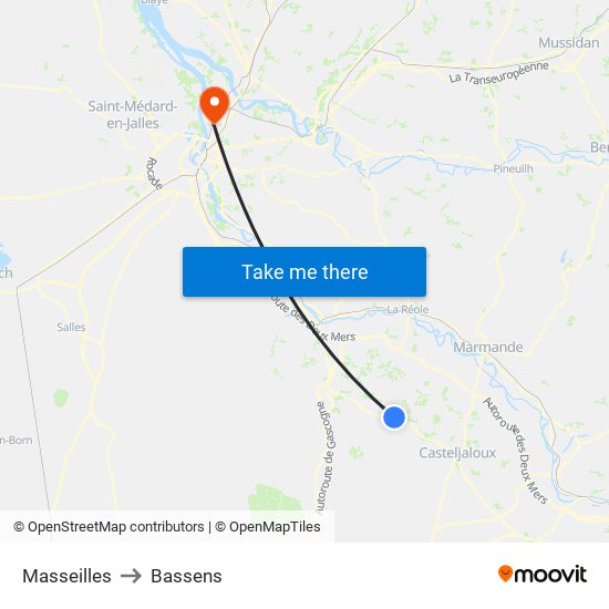 Masseilles to Bassens map