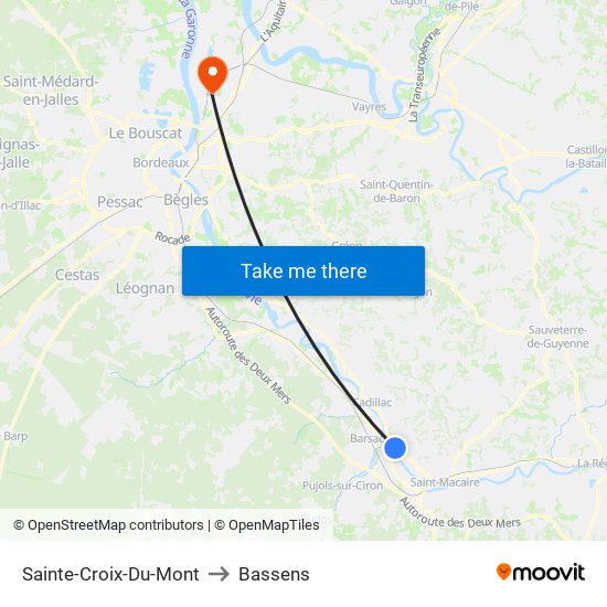 Sainte-Croix-Du-Mont to Bassens map