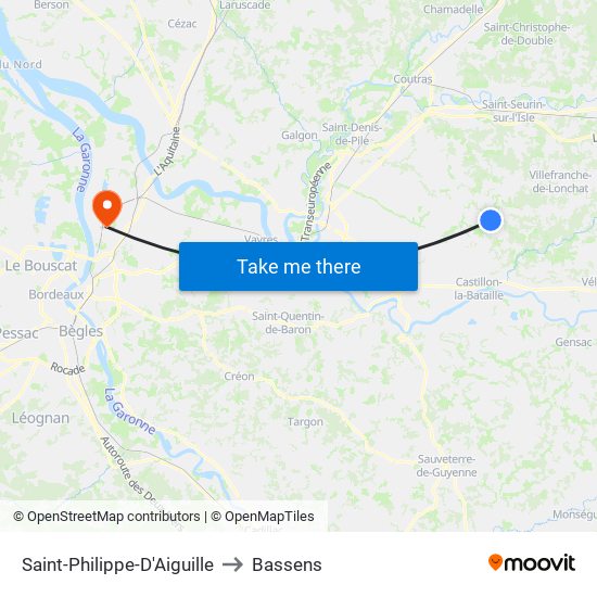 Saint-Philippe-D'Aiguille to Bassens map