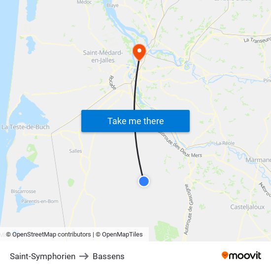 Saint-Symphorien to Bassens map