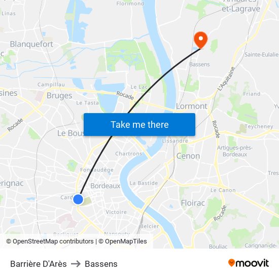 Barrière D'Arès to Bassens map