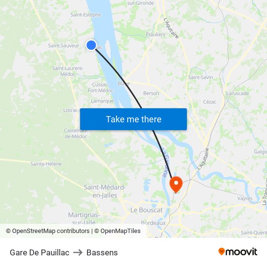 Gare De Pauillac to Bassens map