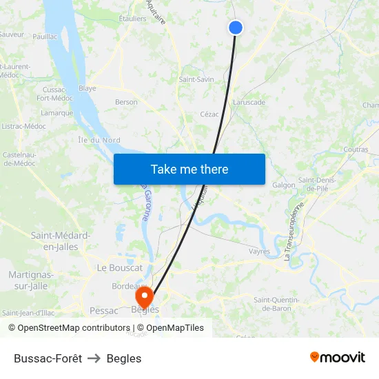 Bussac-Forêt to Begles map