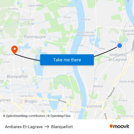 Ambares-Et-Lagrave to Blanquefort map