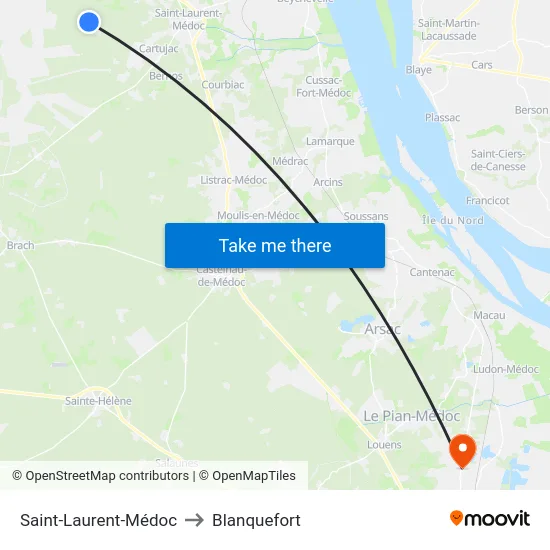 Saint-Laurent-Médoc to Blanquefort map