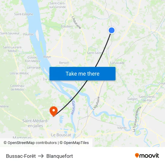 Bussac-Forêt to Blanquefort map