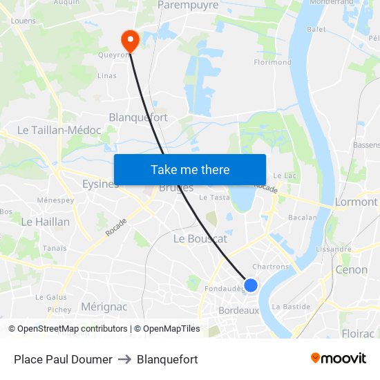 Place Paul Doumer to Blanquefort map