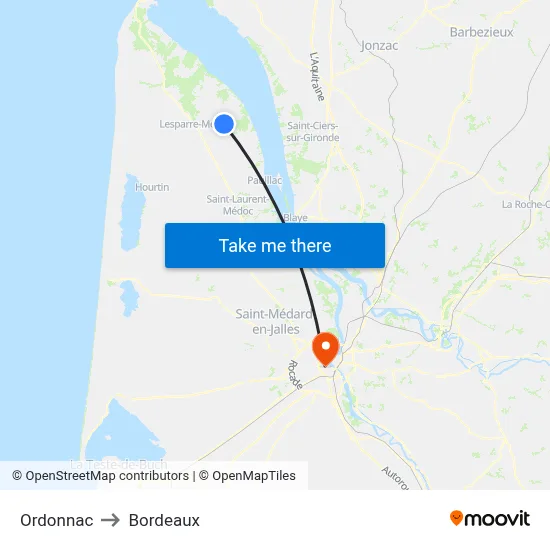 Ordonnac to Bordeaux map