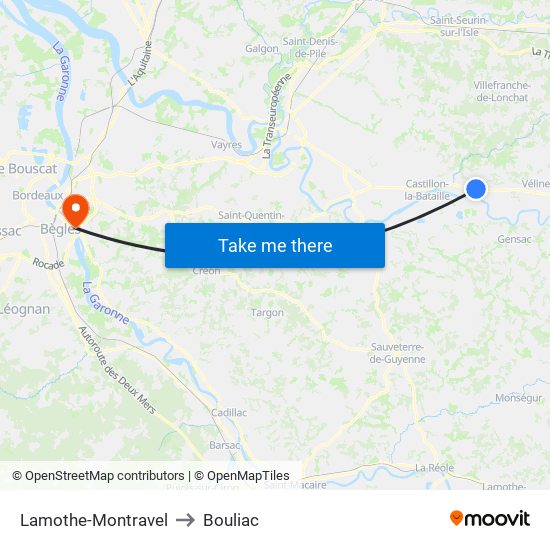Lamothe-Montravel to Bouliac map