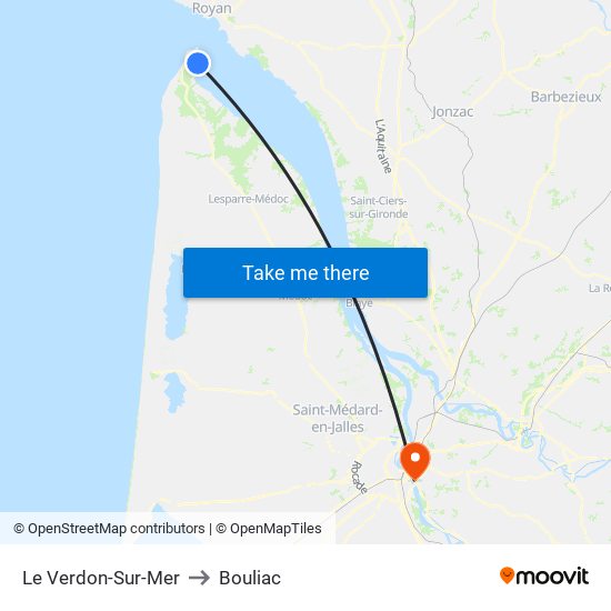 Le Verdon-Sur-Mer to Bouliac map