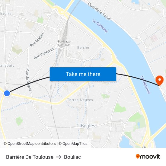 Barrière De Toulouse to Bouliac map
