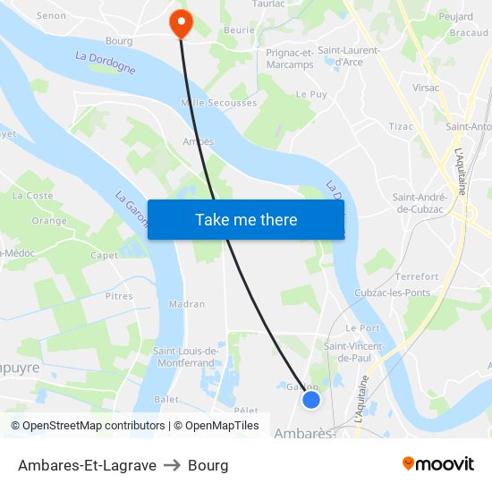 Ambares-Et-Lagrave to Bourg map