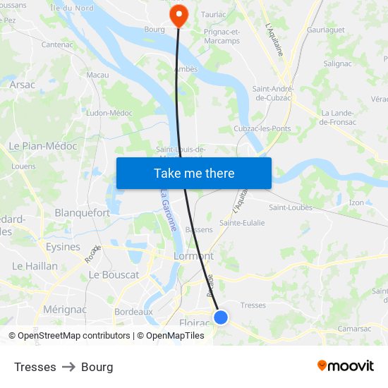 Tresses to Bourg map