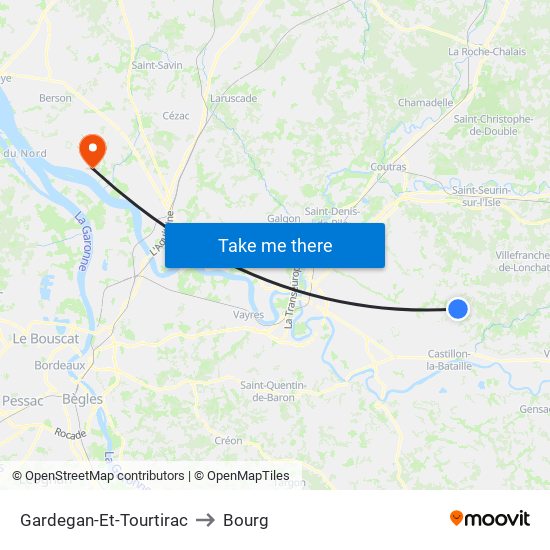 Gardegan-Et-Tourtirac to Bourg map