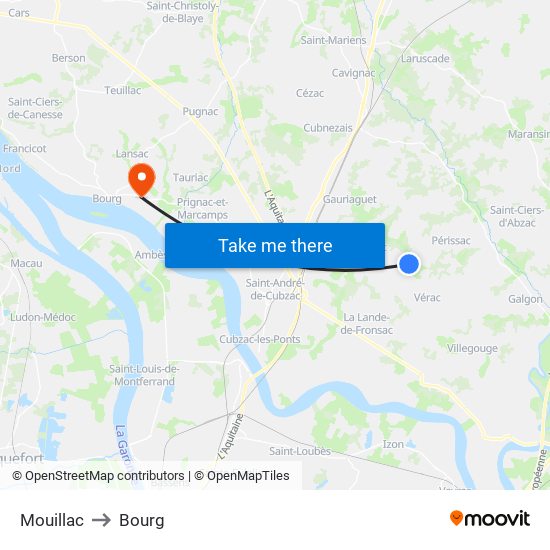 Mouillac to Bourg map