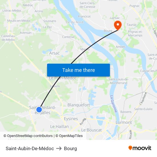 Saint-Aubin-De-Médoc to Bourg map