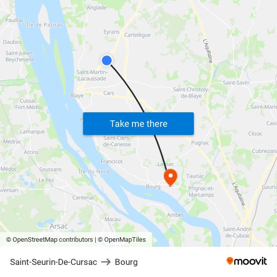 Saint-Seurin-De-Cursac to Bourg map