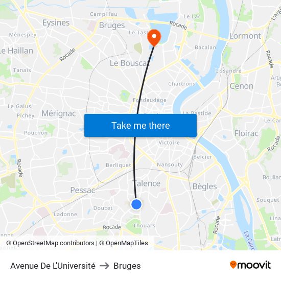 Avenue De L'Université to Bruges map