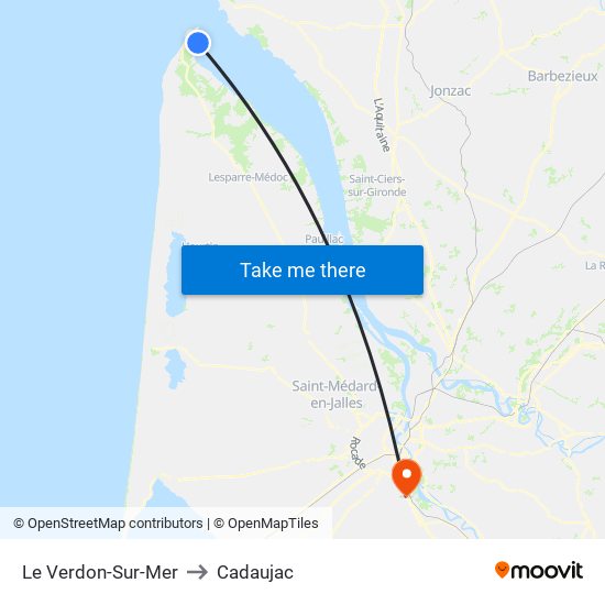 Le Verdon-Sur-Mer to Cadaujac map