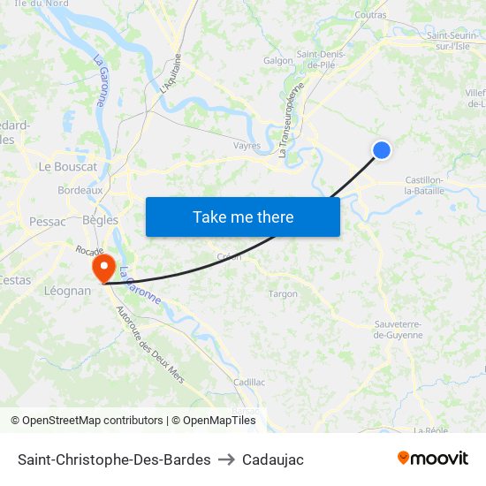 Saint-Christophe-Des-Bardes to Cadaujac map