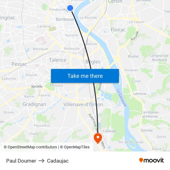 Paul Doumer to Cadaujac map