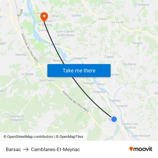 Barsac to Camblanes-Et-Meynac map