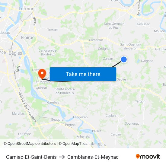 Camiac-Et-Saint-Denis to Camblanes-Et-Meynac map