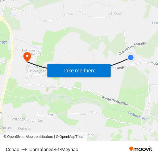 Cénac to Camblanes-Et-Meynac map