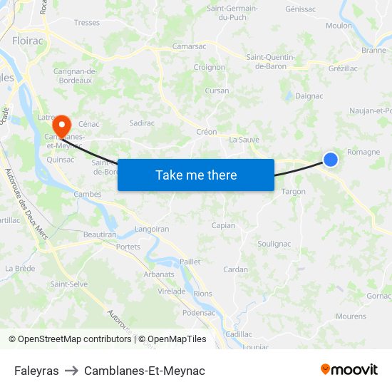 Faleyras to Camblanes-Et-Meynac map