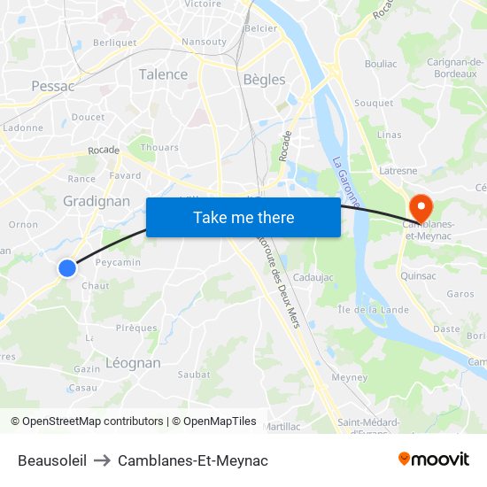 Beausoleil to Camblanes-Et-Meynac map